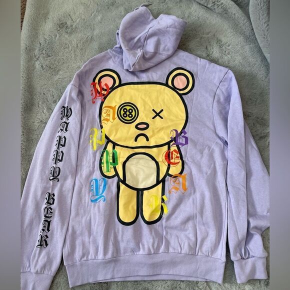 NWT Chemistry Happy Bear purple hoodie size M unisex - Picture 1 of 9